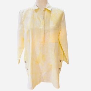 TRU LUXE JEANS‎ Linen/Cotton Yellow Tunic Top Size M